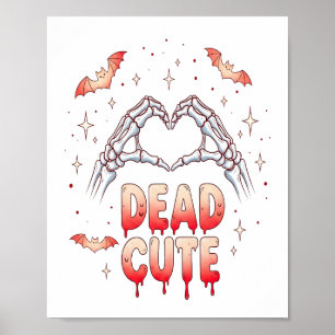 halloween Skeleton Hands Heart, Bats & Blood Poster