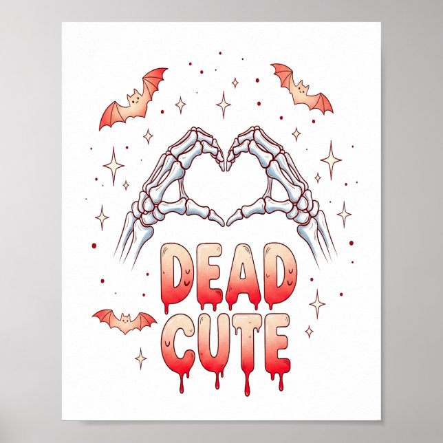 halloween Skeleton Hands Heart, Bats & Blood Poster (Front)