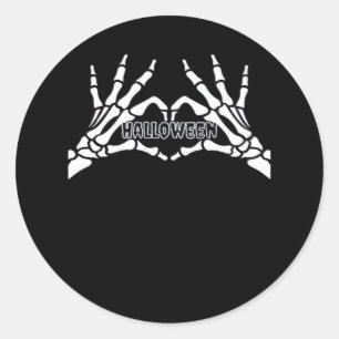 Halloween - Skeleton Hands Heart Classic Round Sticker