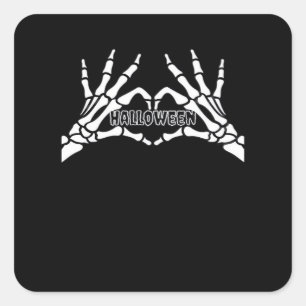 Halloween - Skeleton Hands Heart Square Sticker