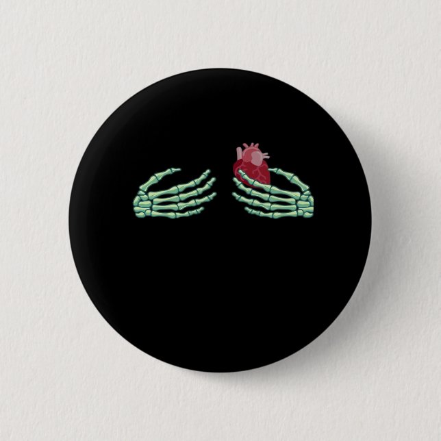 Halloween Skeleton Hands With Heart Classic 2 Inch Round Button (Front)