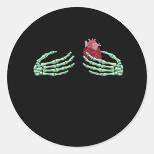 Halloween Skeleton Hands With Heart Classic Classic Round Sticker
