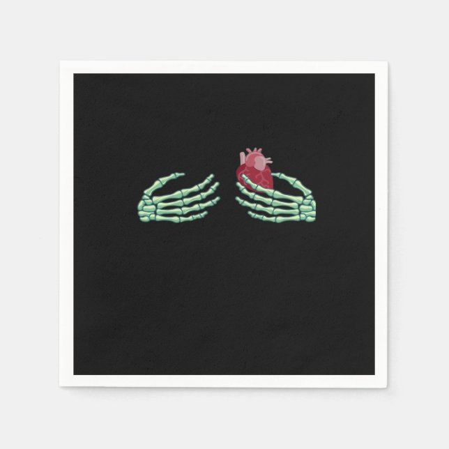 Halloween Skeleton Hands With Heart Classic Napkin (Front)