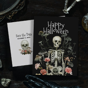 Halloween Skeleton Haunted Forest Save the Date Postcard
