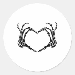 Halloween Skeleton Heart Hands Classic Round Sticker