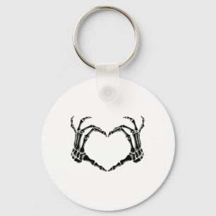 Halloween Skeleton Heart Hands Keychain
