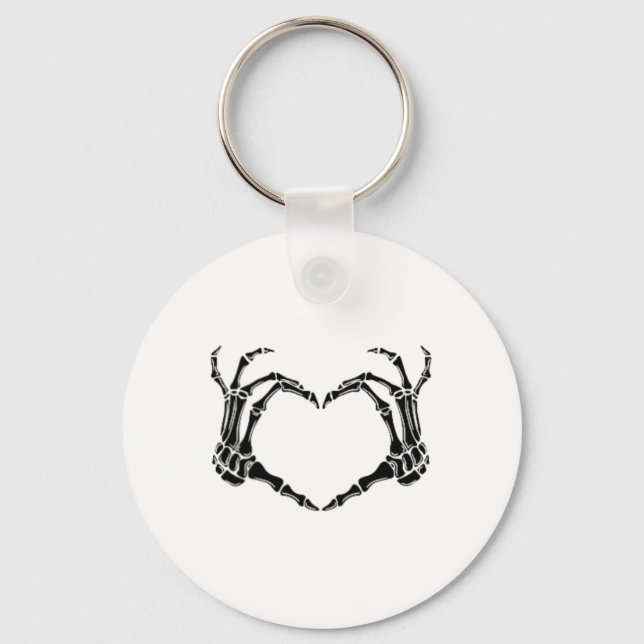 Halloween Skeleton Heart Hands  Keychain (Front)