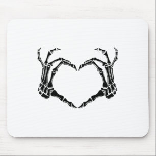 Halloween Skeleton Heart Hands Mouse Pad