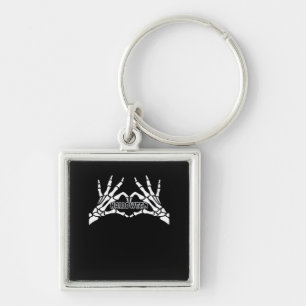 Halloween Skeleton Heart Hands Retro Style Keychain