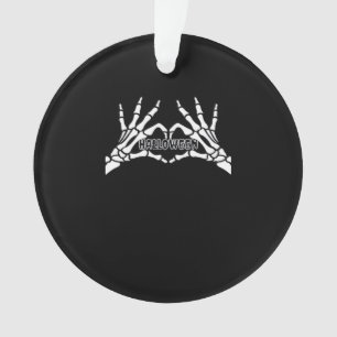 Halloween Skeleton Heart Hands Retro Style Ornament