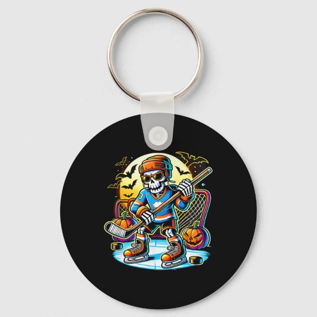 Halloween Skeleton Hockey (1)  Keychain (Front)