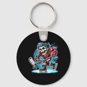 Halloween Skeleton Hockey Keychain