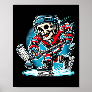 Halloween Skeleton Hockey  Poster