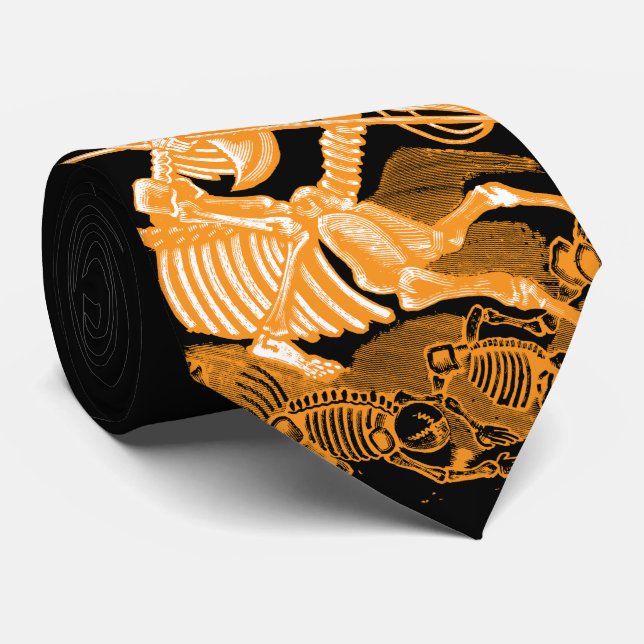 Halloween Skeleton Horseman Necktie (Rolled)
