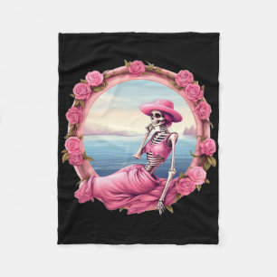 Halloween Skeleton In October We Wear Pink With To Fleece Blanket