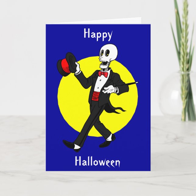 Halloween Skeleton in Tuxedo Suit Card (Front)