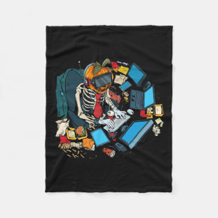 Halloween Skeleton Jack O Lantern Gamer Boys  Fleece Blanket
