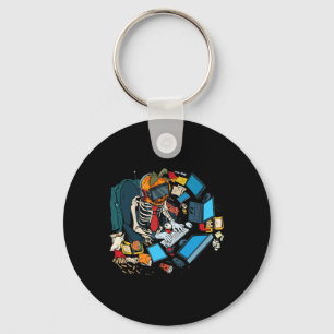 Halloween Skeleton Jack O Lantern Gamer Boys Keychain