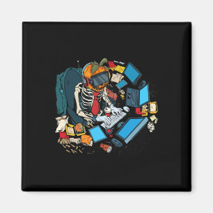 Halloween Skeleton Jack O Lantern Gamer Boys Magnet