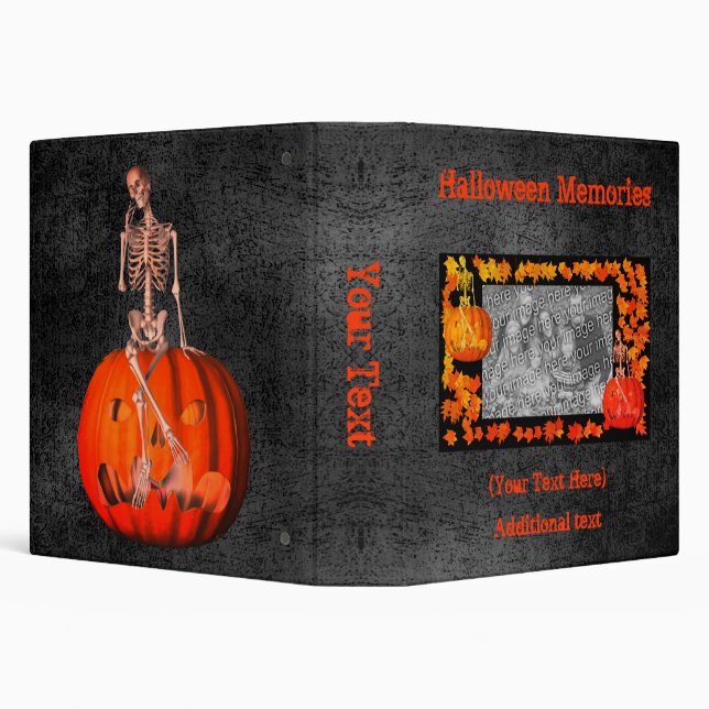 Halloween Skeleton Jack O Lantern Personalized Binder (Background)