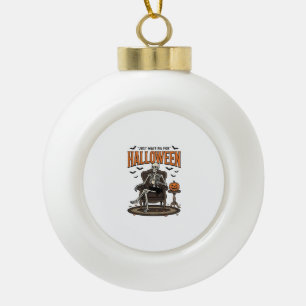 Halloween Skeleton Just Waiting Funny Vintage_1 Ceramic Ball Christmas Ornament