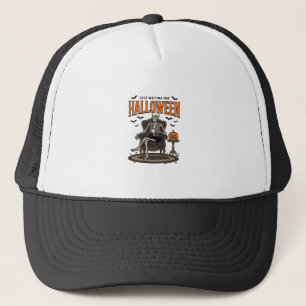 Halloween Skeleton Just Waiting Funny Vintage_1 Trucker Hat