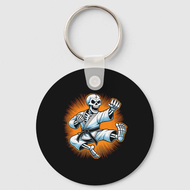 Halloween Skeleton Karate 1  Keychain (Front)
