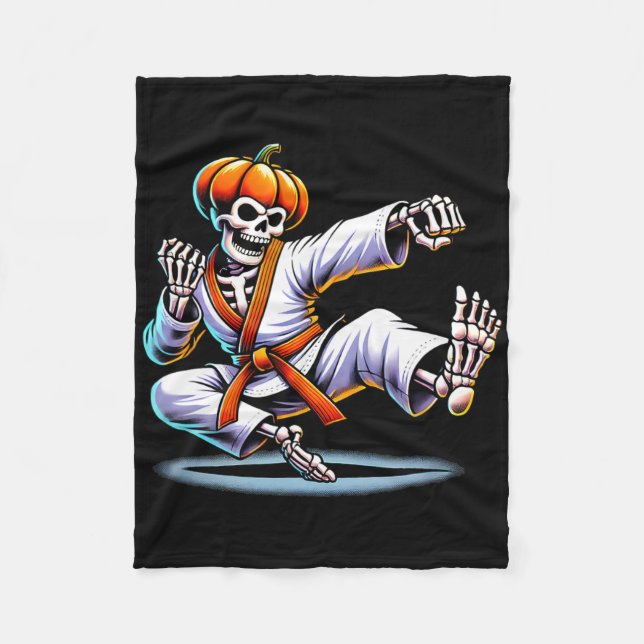 Halloween Skeleton Karate  Fleece Blanket (Front)