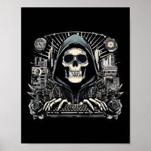 Halloween Skeleton Keyboard Poster