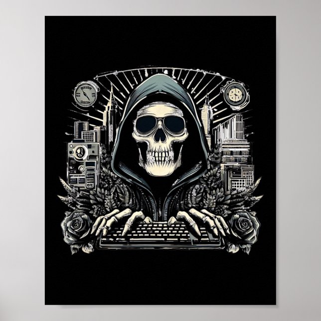 Halloween Skeleton Keyboard  Poster (Front)