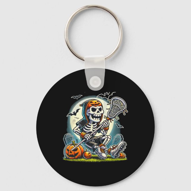 Halloween Skeleton Lacrosse  Keychain (Front)