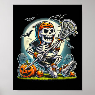 Halloween Skeleton Lacrosse  Poster