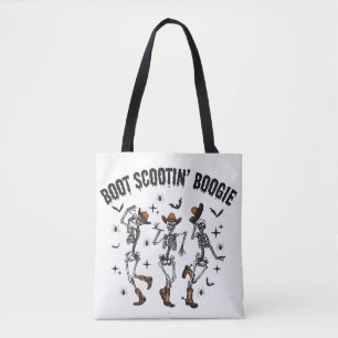 Halloween Skeleton Line Dancing T-Shirt  Tote Bag