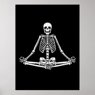 Halloween Skeleton Lotus Yoga Balance Birthday Poster