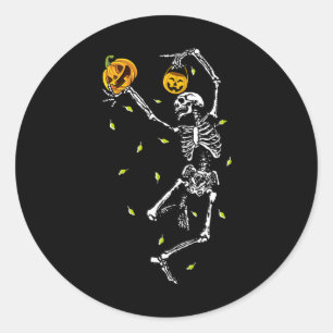 Halloween Skeleton Men Women Dance Skeleton Pumpk Classic Round Sticker