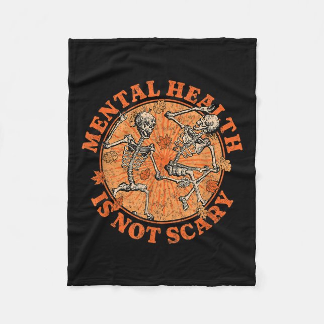 Halloween Skeleton Mental Health Suicide Preventio Fleece Blanket (Front)