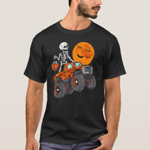 Halloween Skeleton Monster Truck Kids Boys Toddler T-Shirt