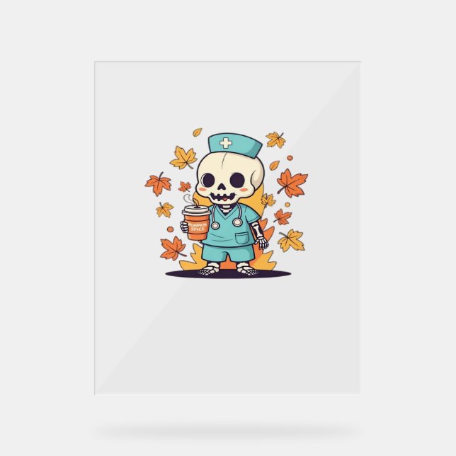 Halloween Skeleton Nurse Avec Café Classique T-Shi (Recto)