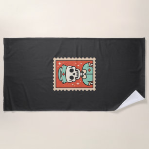 Halloween Skeleton Nurse Stamp Design_1 Beach Towel