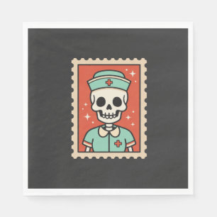 Halloween Skeleton Nurse Stamp Design_1 Napkin