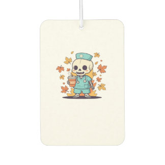 Halloween Skeleton Nurse With Coffee Classic T-Shi Air Freshener