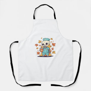 Halloween Skeleton Nurse With Coffee Classic T-Shi Apron