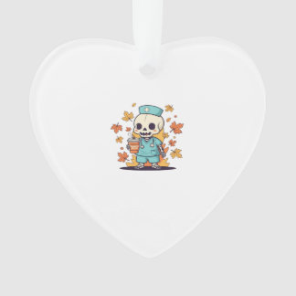 Halloween Skeleton Nurse With Coffee Classic T-Shi Ornament