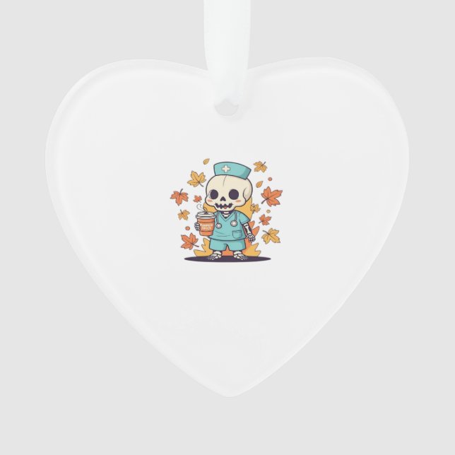Halloween Skeleton Nurse With Coffee Classic T-Shi Ornament (Front)