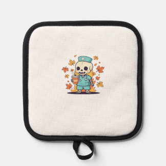 Halloween Skeleton Nurse With Coffee Classic T-Shi Pot Holder