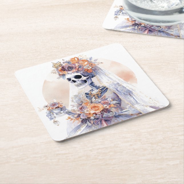 Halloween Skeleton Paper Coaster (Angled)