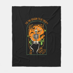Halloween Skeleton Party Tis The Season To Be Cree Fleece Blanket