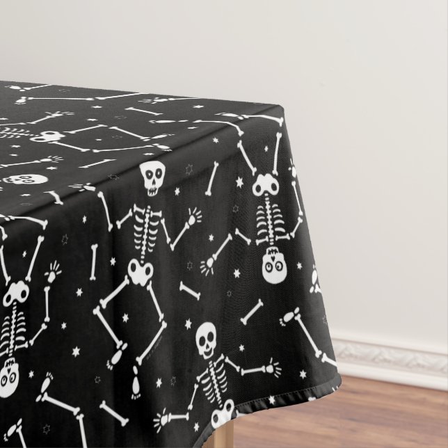 Halloween Skeleton Pattern Tablecloth (In Situ)