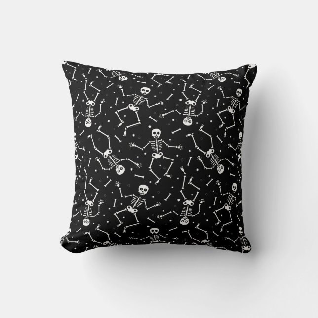Halloween Skeleton Pattern Throw Pillow (Front)