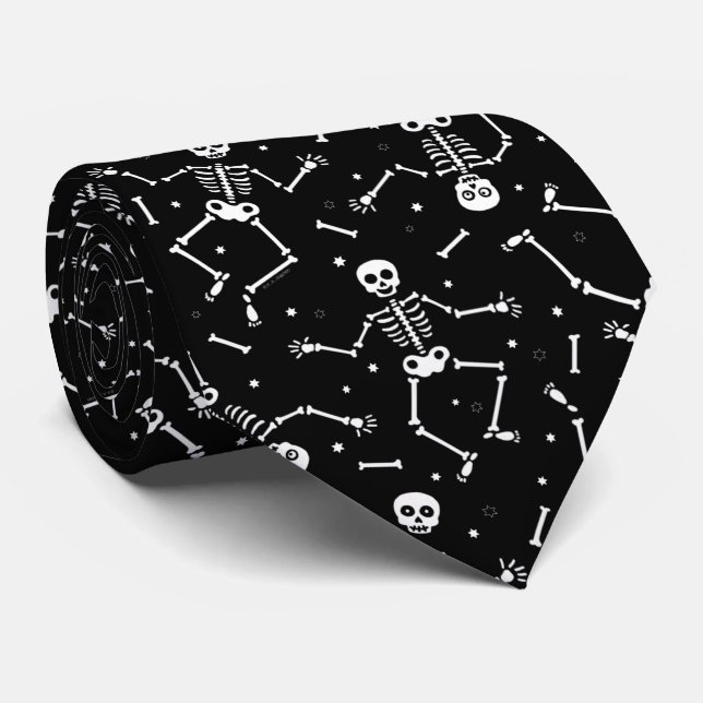 Halloween Skeleton Pattern Tie (Rolled)